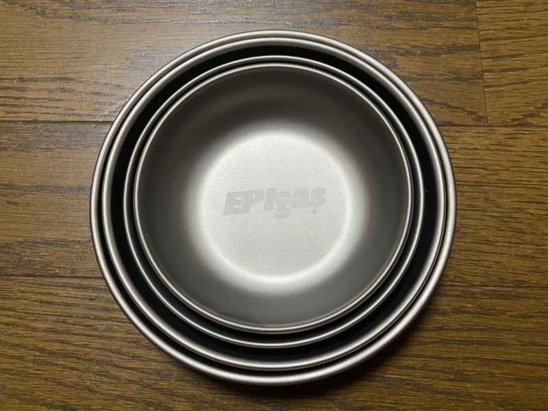 EPIガス チタンプレートキャンプ用食器にはチタン皿が便利！４つのサイズをクッカーに合わせてスタッキング  じゆーなる